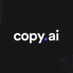 The logo for copy.ai on a dark background with abstract geometric lines.