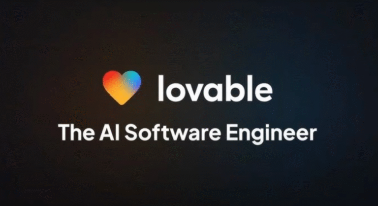 The logo for Lovable, "The AI Software Engineer", featuring a colorful heart icon.