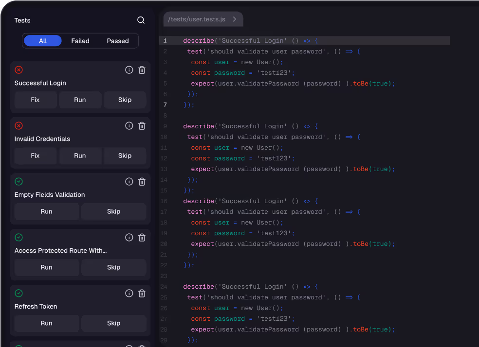 Built-in logging system for debugging tests in Pythagora