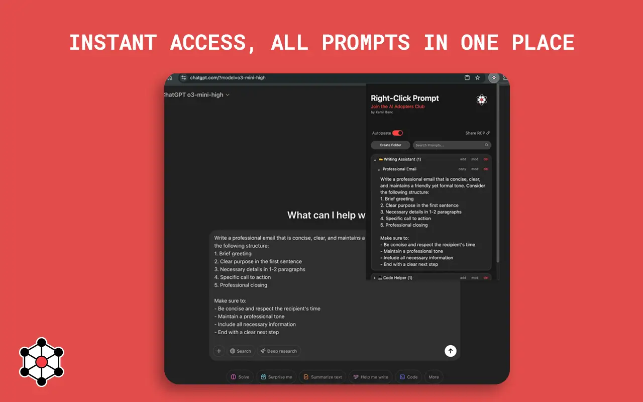 Right Click Prompt extension icon in the Chrome toolbar