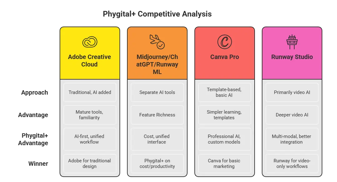 Competitive Analysis: Phygital+ vs Adobe vs Individual AI Tools