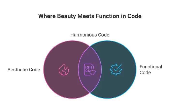 Visual representation of core vibe coding philosophy principles including aesthetic code, mindful development, and intuitive architecture