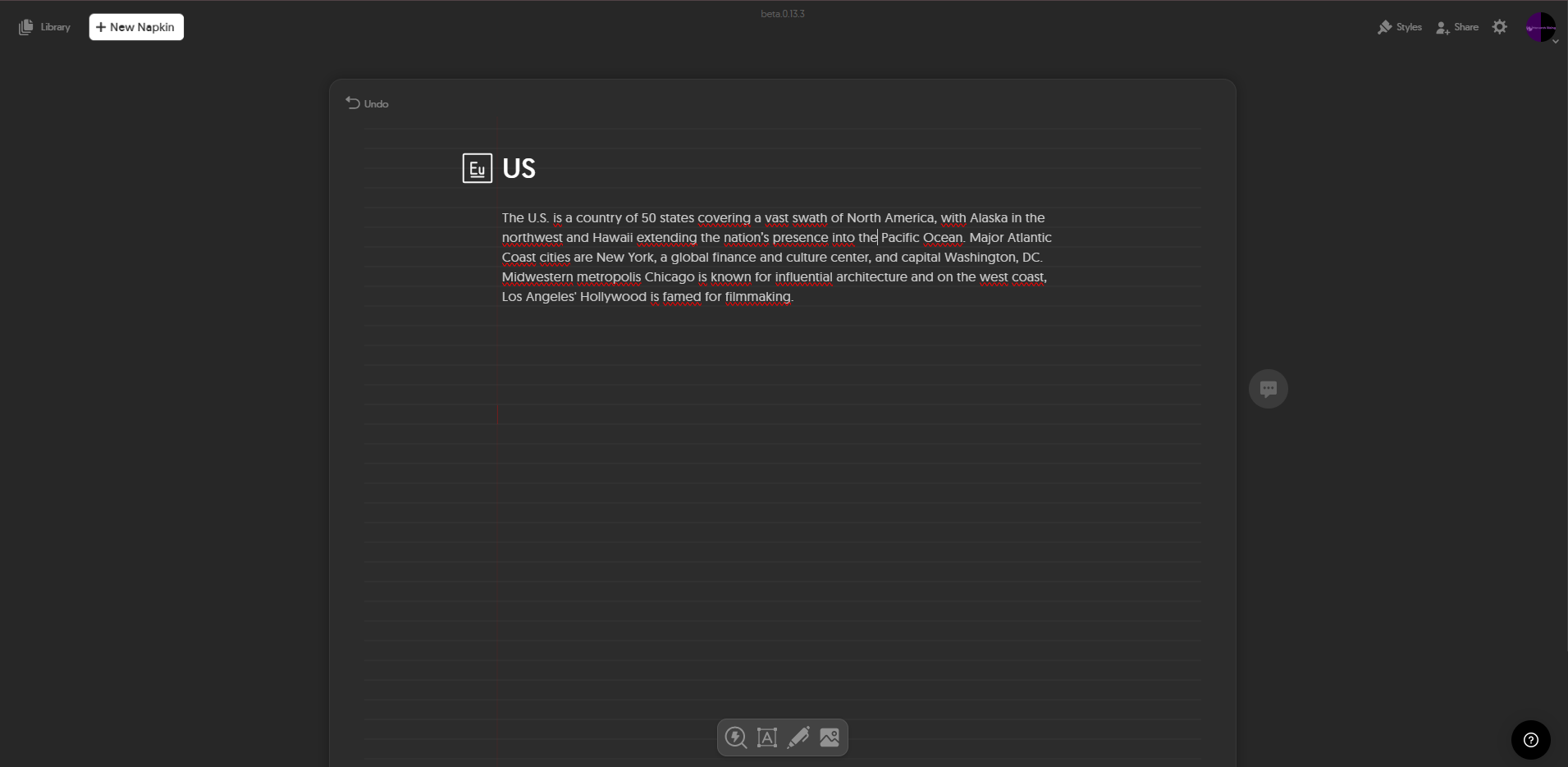 Step 1: Pasting text into Napkin.ai interface