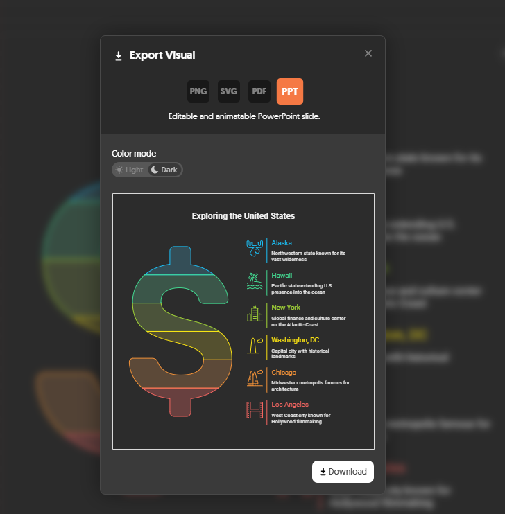 Step 4: Selecting PPT export option in Napkin.ai