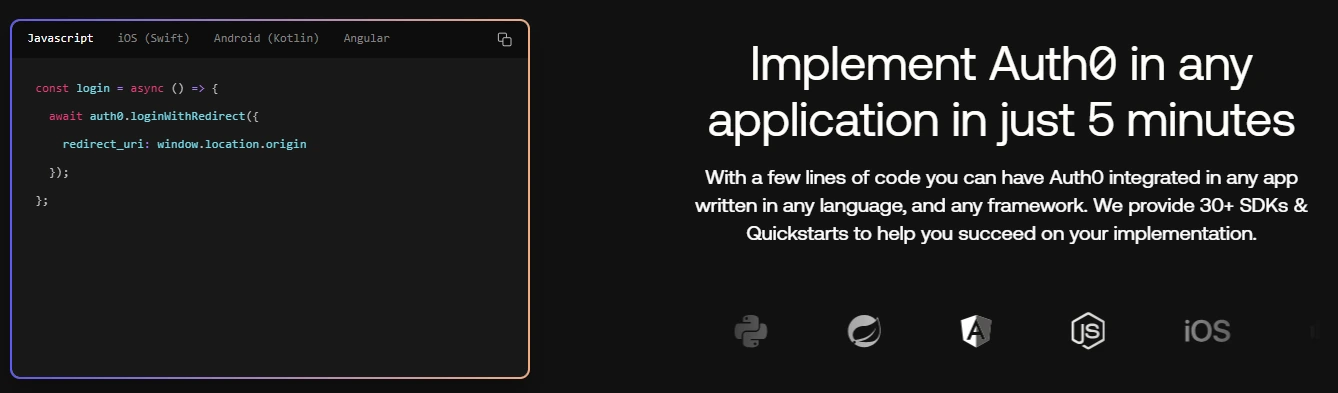Guide to implementing Auth0 authentication in modern applications showing dashboard interface and integration steps