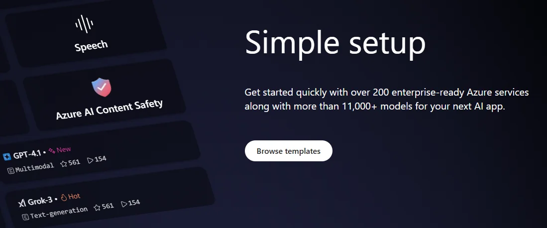 Azure AI Foundry development templates for RAG, fine-tuning, and model deployment workflows
