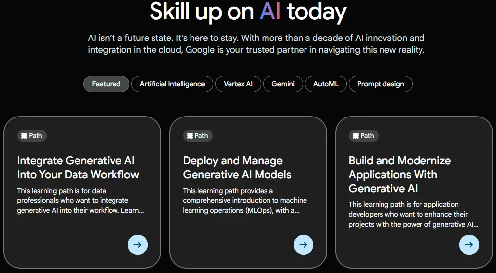 Students learning coding with Gemini Code Assist AI integration on Google Skills platform