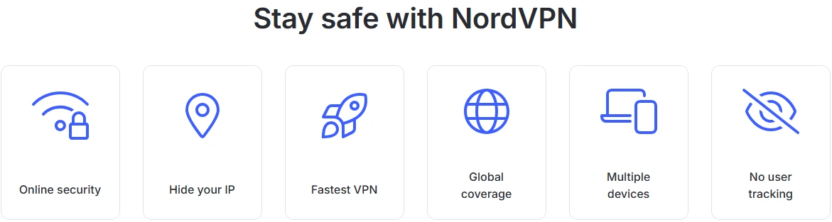 NordVPN features overview showing security, speed, and server network capabilities