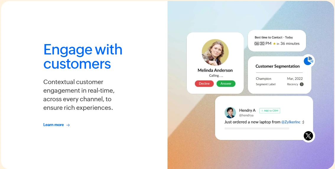 Zoho CRM workflow automation and blueprint feature interface