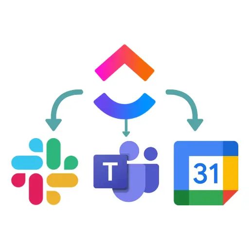 ClickUp integration dashboard showing connected apps and workflow automation