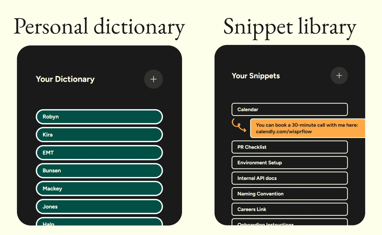 Wispr Flow interface showing developer-specific features and settings