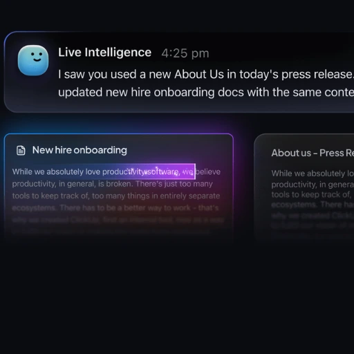 ClickUp team standup automation showing task status updates