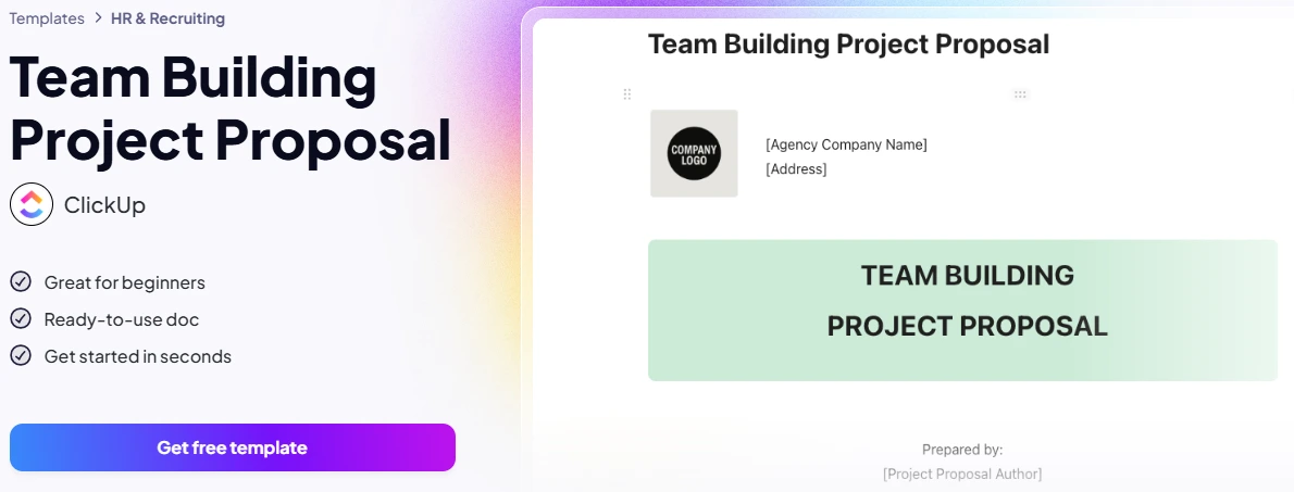 ClickUp HR recruiting template showing workflow automation and AI-powered candidate management
