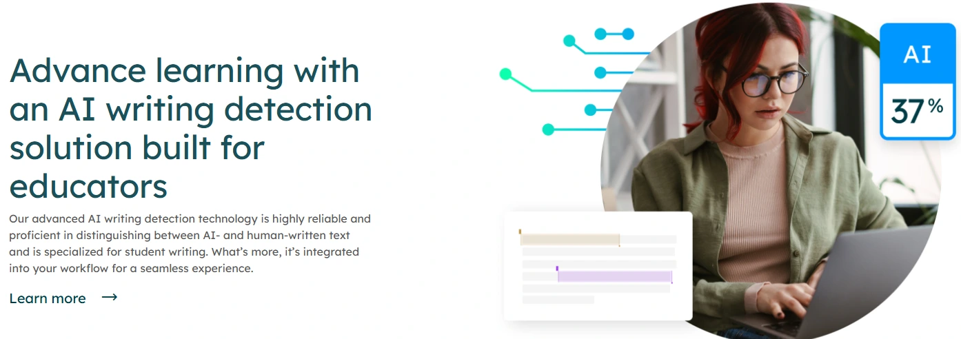 Turnitin AI detection report showing highlighted AI-generated content analysis
