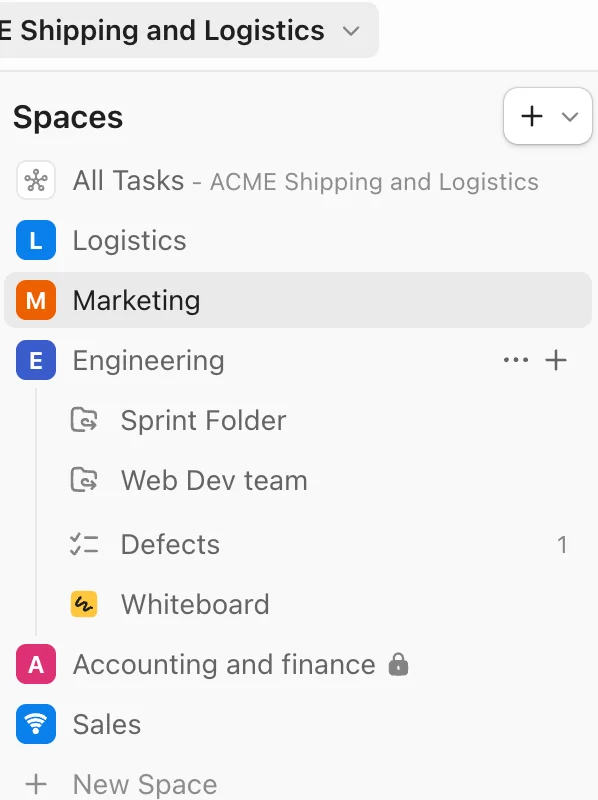 ClickUp 4.0 customizable home sidebar interface