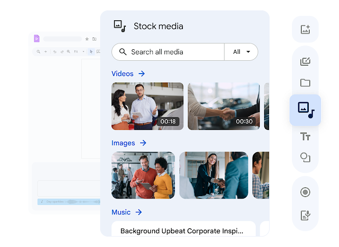 Stock library in Google Vids