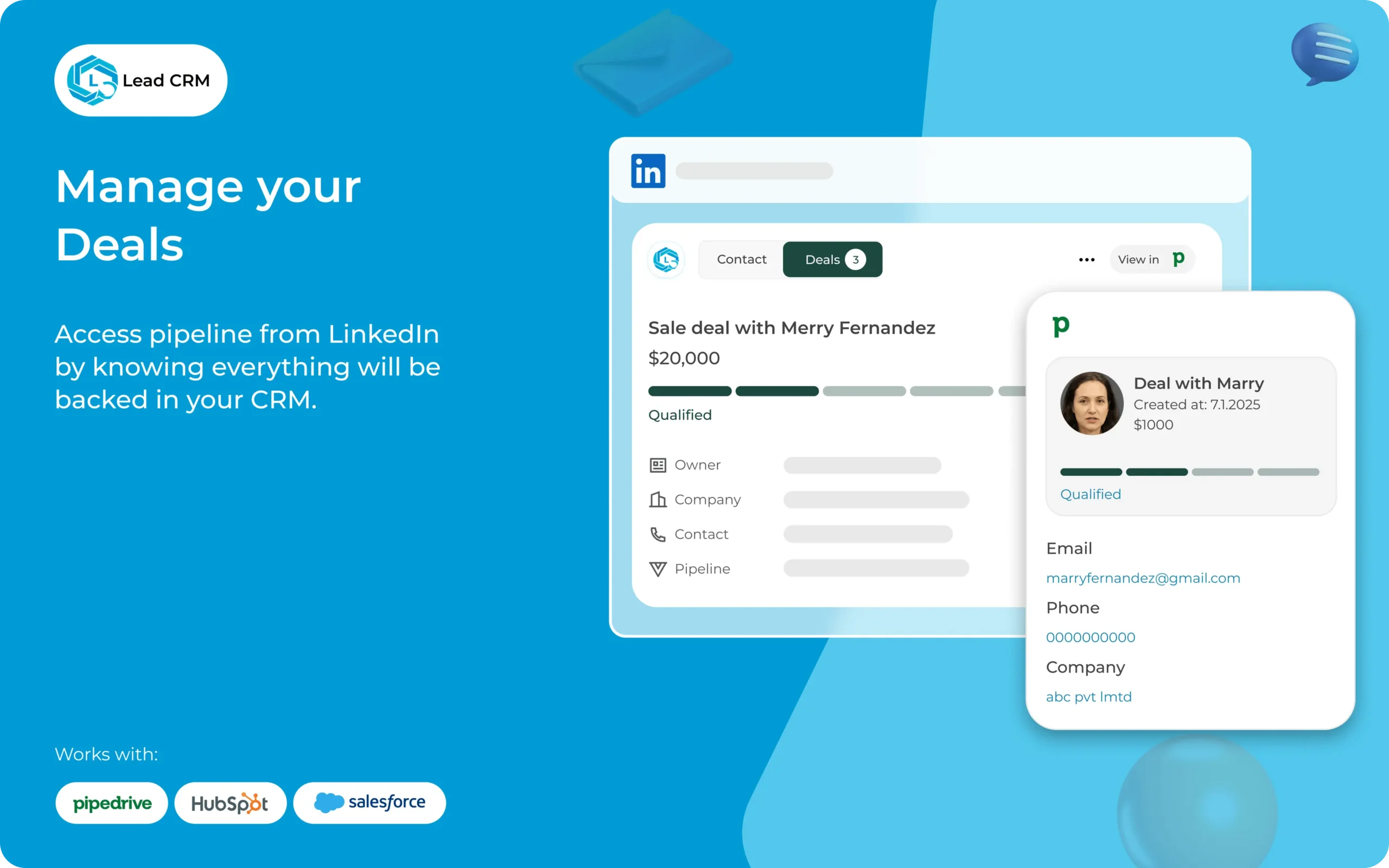 Manage sales deals directly from LinkedIn profiles