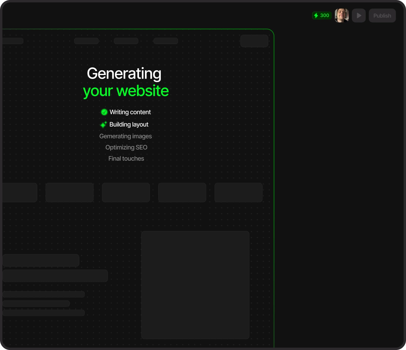 Loki.build AI landing page generation interface