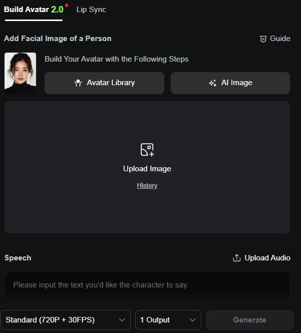 Kling AI avatar creation feature for personalized video content