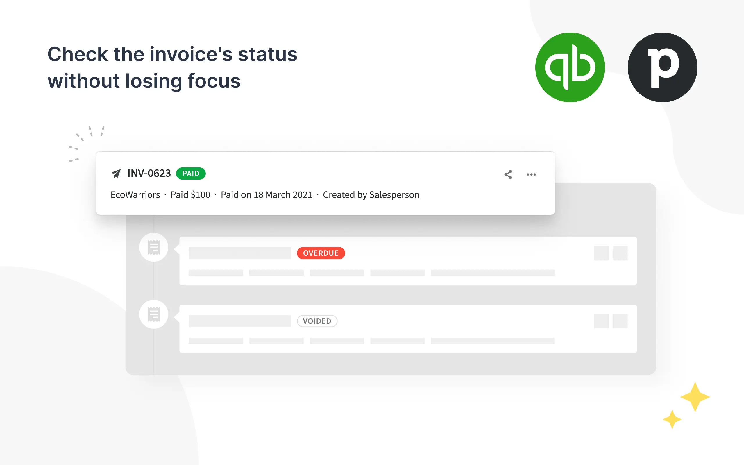 Check invoice status without losing focus